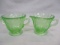 Green Depression Glass  Creamer & Sugar