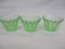 3 Green Depression Glass  Custard Bowls 2