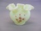 Fenton Custard Satin Ruffled Edge Vase