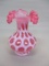 Fenton Cranberry Opalescent Coin Dot Crimped Vase