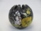 Ebony Black Glass Vase Hand Painted 3 1/2