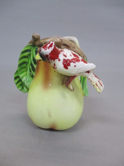 Pear w/Red Bird Ceramic Wall Pocket