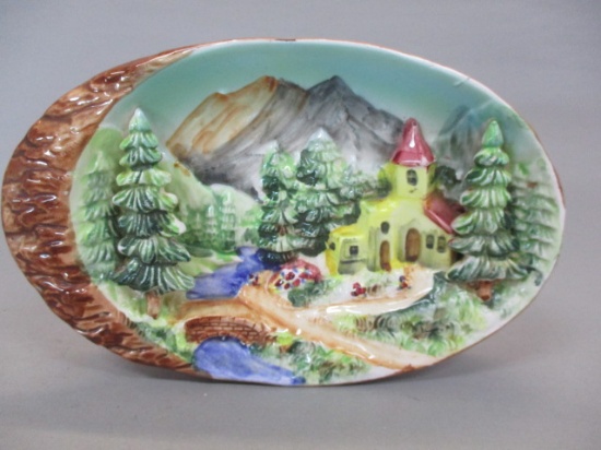 Ucagco Ceramic 3D Mountain Scene Wall Plaque
