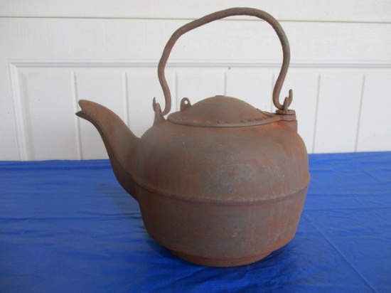 Antique Civil War Era Large Cast Iron Tea Kettle