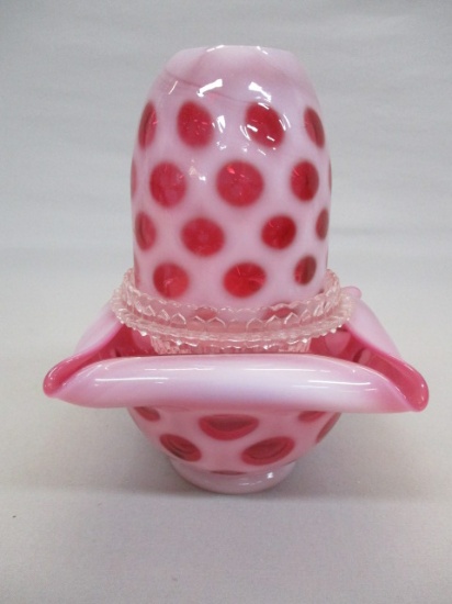 Fenton 3pc Cranberry Opalescent Coin Dot Fairy Lamp