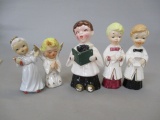 3 Ceramic Choir Boys & 2 Ceramic Angles Figurines