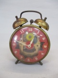 Vintage Robert Shaw Open Face Gear Windup Metal Bell Alarm Clock 5 1/2