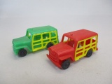 2 Wannatoys Plastic Woody Station Wagons