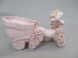 Lefton Pink Spaghetti Poodle & Cart Planter