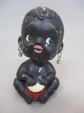Vintage Chalkware Black Americana Bobble Head Bank