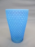 Fenton Blue Opalescent Hobnail Vase 8 1/2