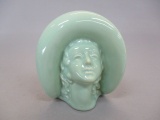 Green Ceramic Lady Head Vase/Wall Pocket