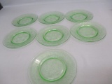 7 Green Depression Glass  