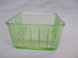 Green Depression Glass Refrigerator Dish