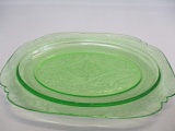 Green Depression Glass Platter