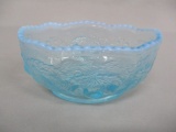 Blue Opalescent Cherry Design  Candy Dish