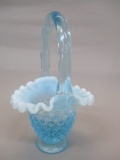 Fenton Blue Opalescent Hobnail Basket 4