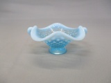 Fenton Blue Opalescent Hobnail Square Bon Bon Dish
