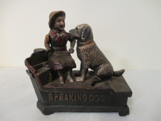Cast Iron Speaking Dog Bank.