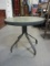 Outdoor Round Metal Table with Frosted Glass