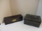 Metal Storage Box with Double Folding Tray, and Wood Sliding Door Box.
