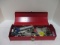 Metal Tool Box Full of Nuts, Bolts, and Wrenches.