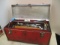 Metal Tool Box with Tray Full of Tools, Wrenches, Sockets, Wire Cutters, Etc.