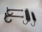 Pair Cast Iron Hooks and Two Chatillon's Spring Balances with Hooks.