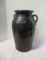 Five Gallon Brown Glazed Churn, Initials Near Strap Handle.