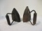 Two Cast Iron Sad Irons with Handles. On Top Number 6 and 6 with Star.