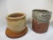 Ceramic Flower Pot, Wood Round Stand and Large Very Heavy Pot/Container.