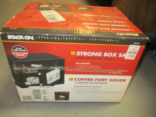 NIB Steel Stack-On Strong Box Safe with Electronic Lock.