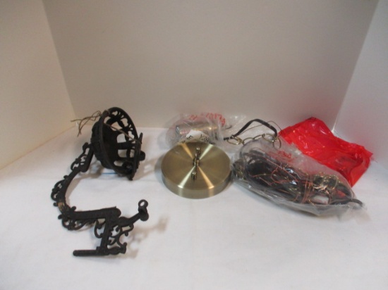 New Antique Brass light Handing Kit and Cast Iron Light Hanger.