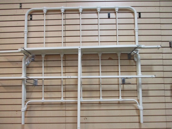 Darel White Metal Full Size Bed with Metal Bars on Head and Foot, Has Rails.