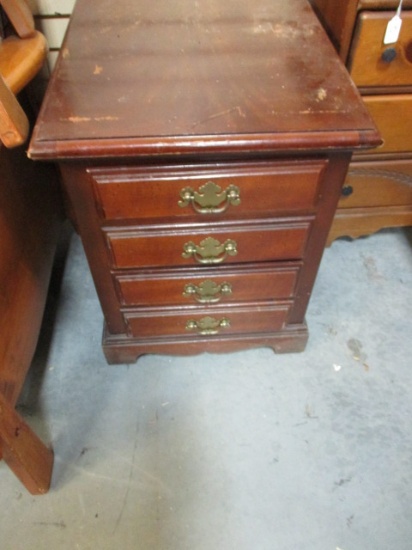 Two Drawer Wood Nightstand. Dovetail Drawers. Wear to Top.