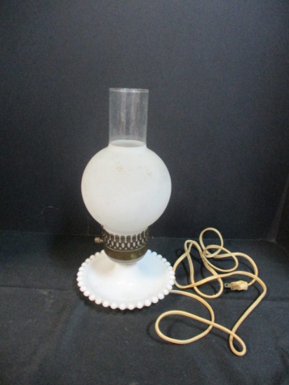 Vintage Milk Glass Lamp with Globe.