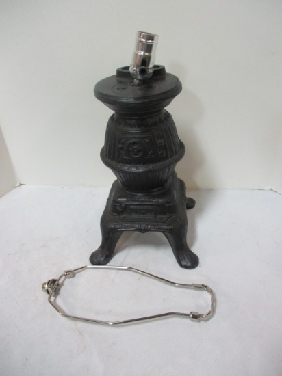 Metal Stove Look Lamp Base.  Needs Wiring.