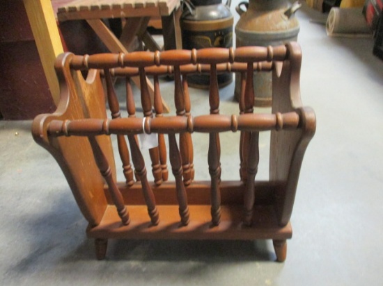Mahogany Magazine Rack. Has Chip on Corner.