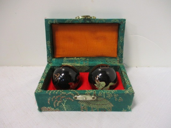 Pair of Chinese Baoding Balls in Box.