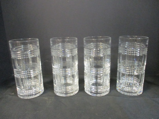 Four Lead Crystal Block Tea Glasses.