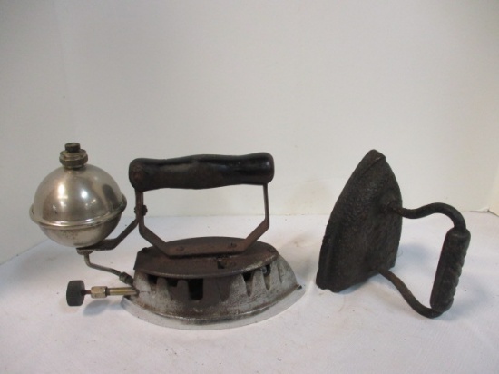 Cast Iron Sad Iron and Fuel Canister Sad Iron.