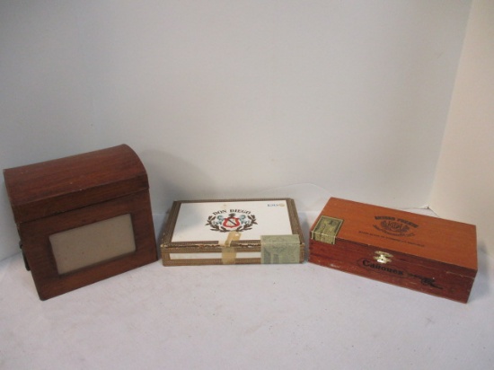 Wood Canones and Cardboard Don Diego Cigar Boxes and Cardboard File Box.
