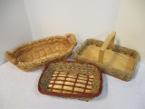 Woven Wood Handle Casserole Holder, Heavy Wood Handle and Bottom Basket.