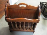 Wood Magazine Rack with Spindle Sides.