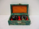Pair of Chinese Baoding Balls in Box.
