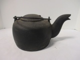 Vintage Cast Iron Kettle with Flip Lid and Handle