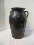 Five Gallon Brown Glazed Churn, Initials Near Strap Handle.