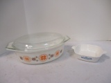 Vintage Town and Country Oval Casserole Dish with Lid and Small Corning Petite Pan.