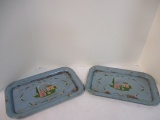 Vintage Pair of Tin Little Po Peep Tin Trays.
