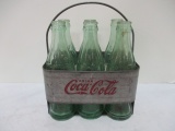 Vintage Coke Metal Carrying Tray with Six Bottles.
